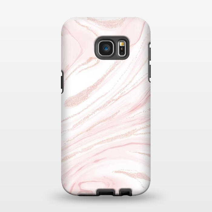 Galaxy S7 EDGE StrongFit Modern blush pink marbleized abstract design by InovArts