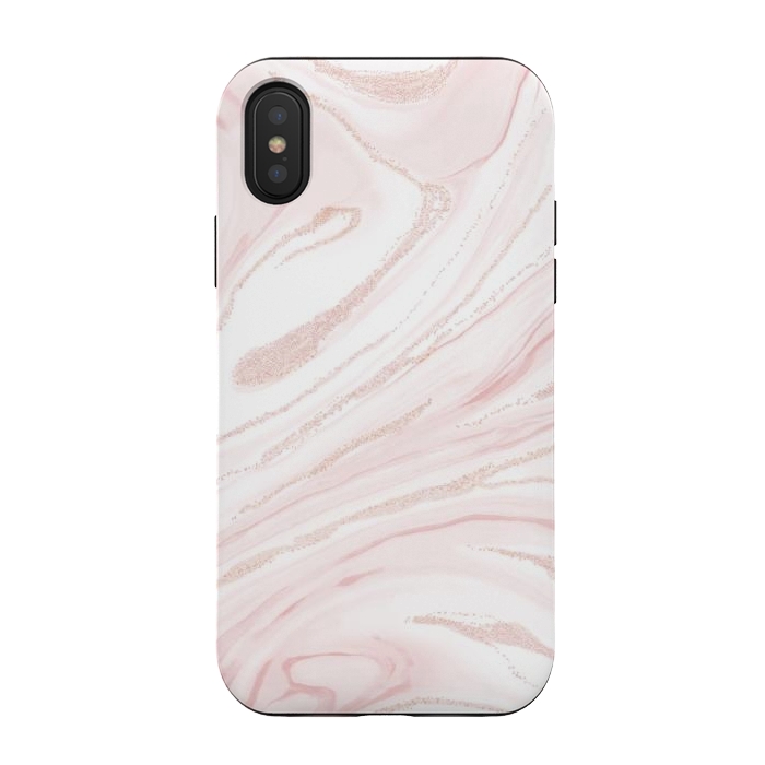 iPhone Xs / X StrongFit Modern blush pink marbleized abstract design by InovArts