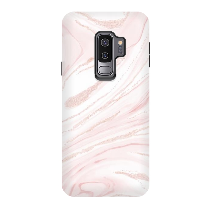 Galaxy S9 plus StrongFit Modern blush pink marbleized abstract design by InovArts