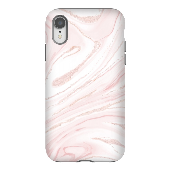 iPhone Xr StrongFit Modern blush pink marbleized abstract design by InovArts