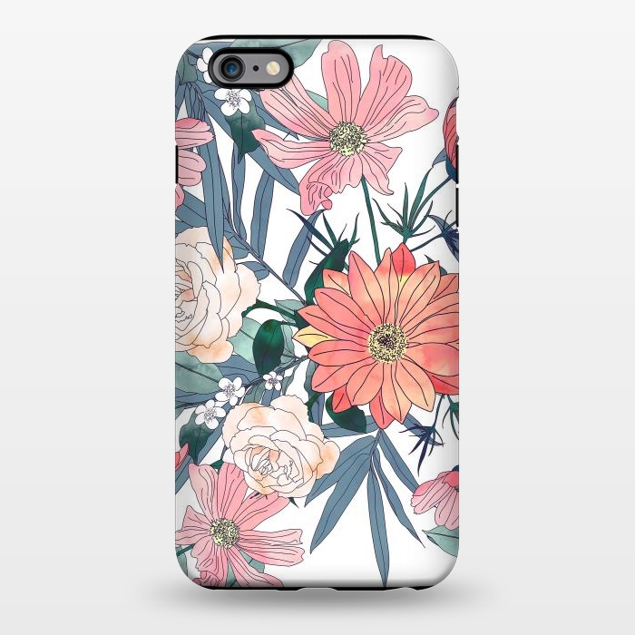iPhone 6/6s plus StrongFit Elegant pink and blue watercolor floral design by InovArts