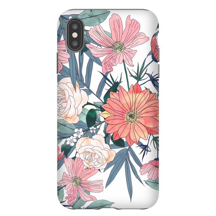 iPhone Xs Max StrongFit Elegant pink and blue watercolor floral design by InovArts