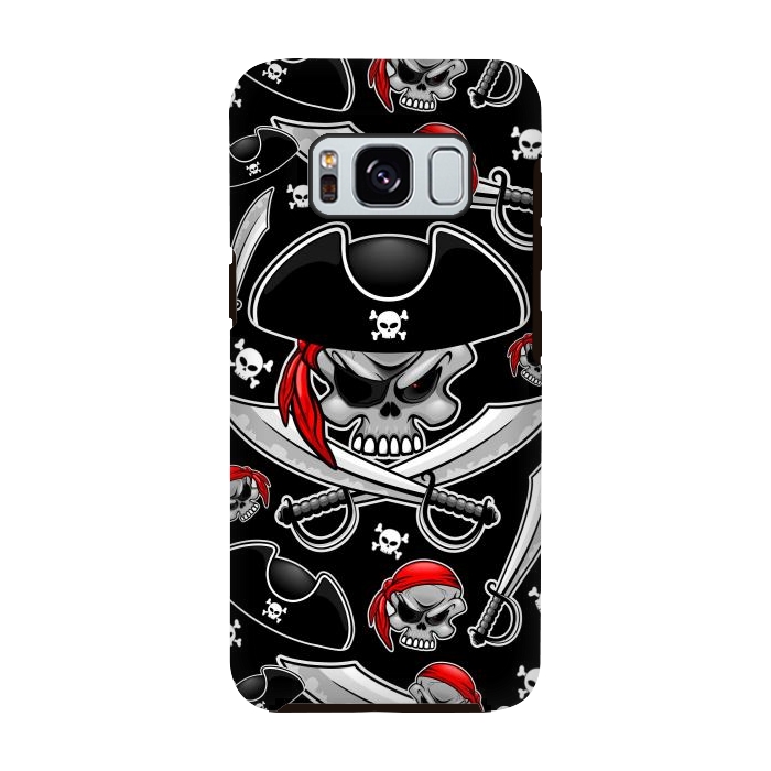 Galaxy S8 StrongFit Skull Pirate Captain with Crossed Sabers by BluedarkArt