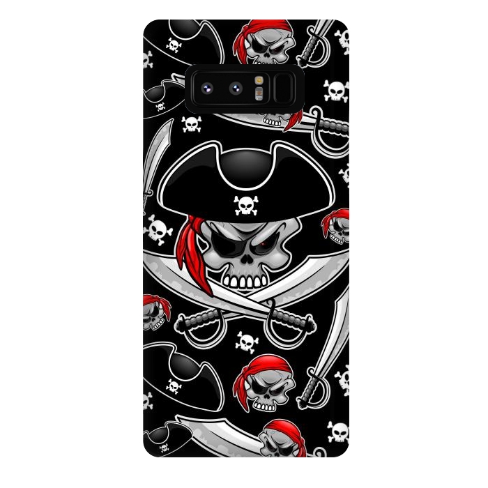 Galaxy Note 8 StrongFit Skull Pirate Captain with Crossed Sabers by BluedarkArt