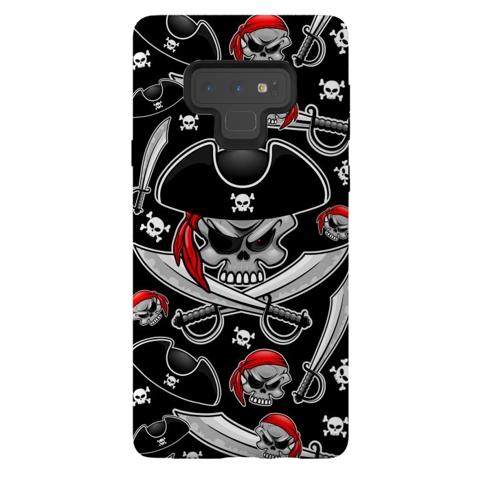 Galaxy Note 9 StrongFit Skull Pirate Captain with Crossed Sabers by BluedarkArt