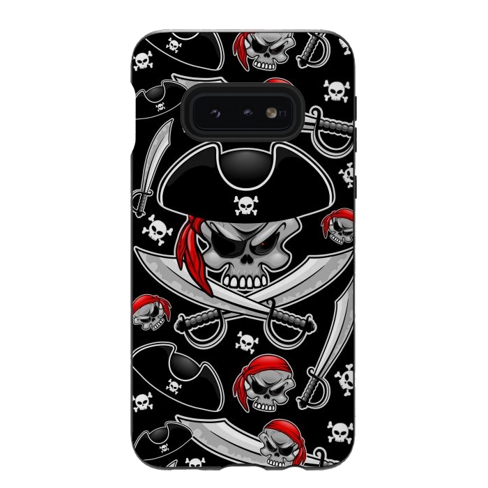 Galaxy S10e StrongFit Skull Pirate Captain with Crossed Sabers by BluedarkArt