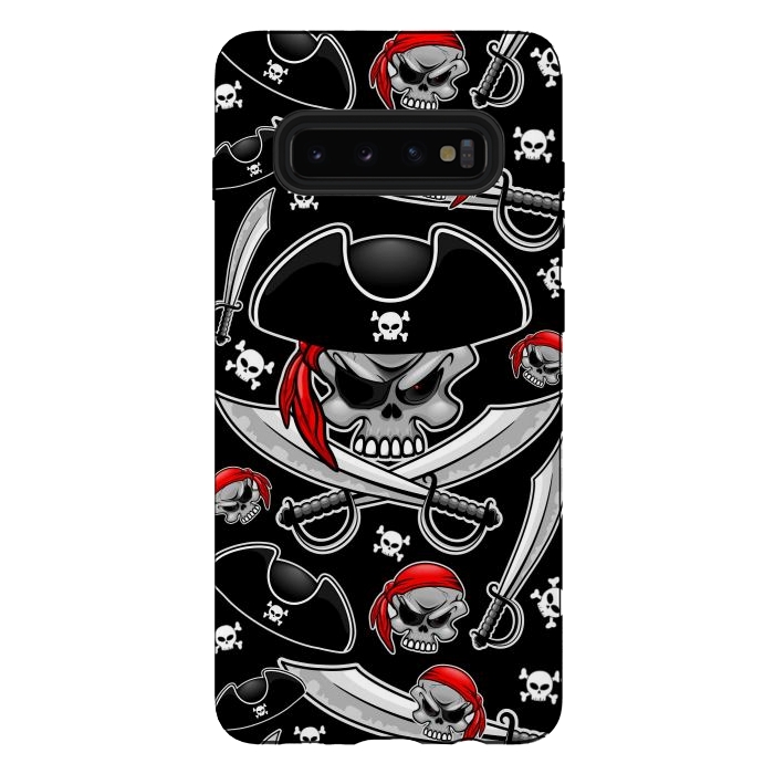 Galaxy S10 plus StrongFit Skull Pirate Captain with Crossed Sabers by BluedarkArt