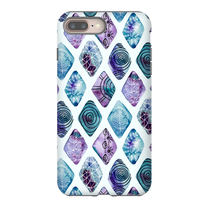 iPhone 7 plus StrongFit Patterned Watercolor Diamonds Blue  by Tigatiga