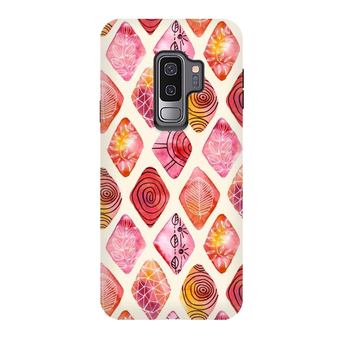 Galaxy S9 plus StrongFit Patterned Watercolor Diamonds  by Tigatiga