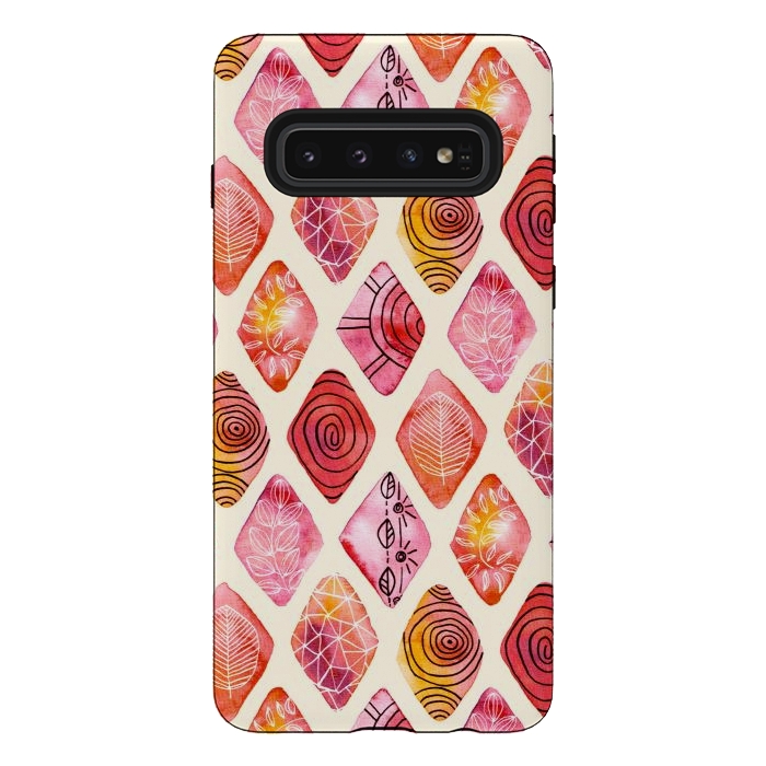 Galaxy S10 StrongFit Patterned Watercolor Diamonds  by Tigatiga