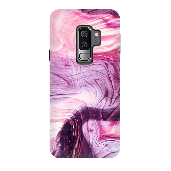 Galaxy S9 plus StrongFit Pink purple liquid marble by Oana 