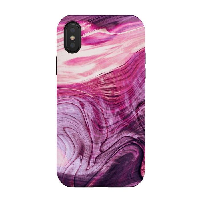 iPhone Xs / X StrongFit Pink purple marble waves by Oana 