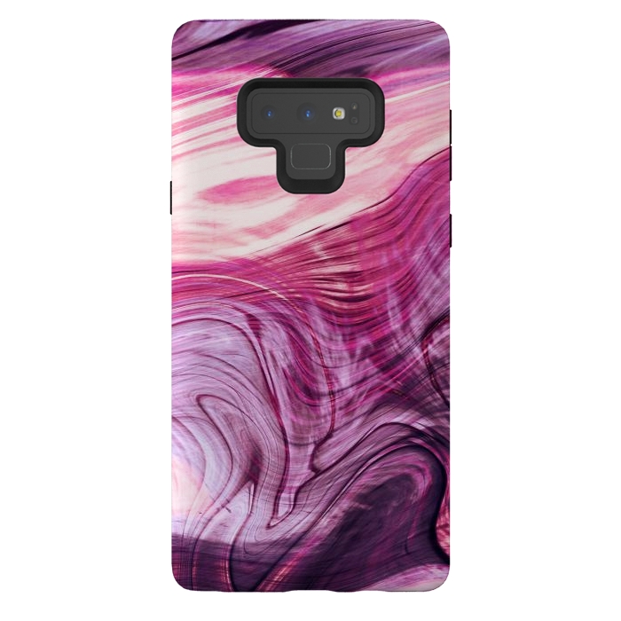 Galaxy Note 9 StrongFit Pink purple marble waves by Oana 