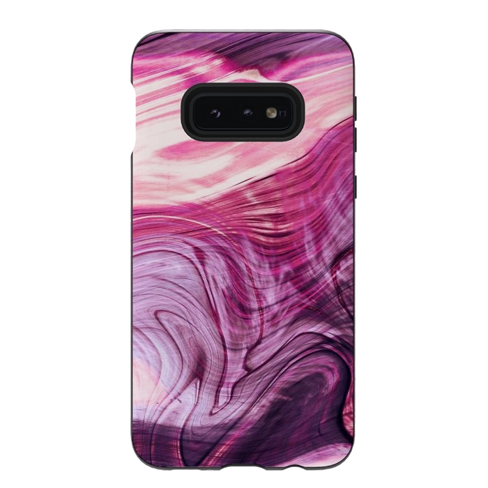 Galaxy S10e StrongFit Pink purple marble waves by Oana 