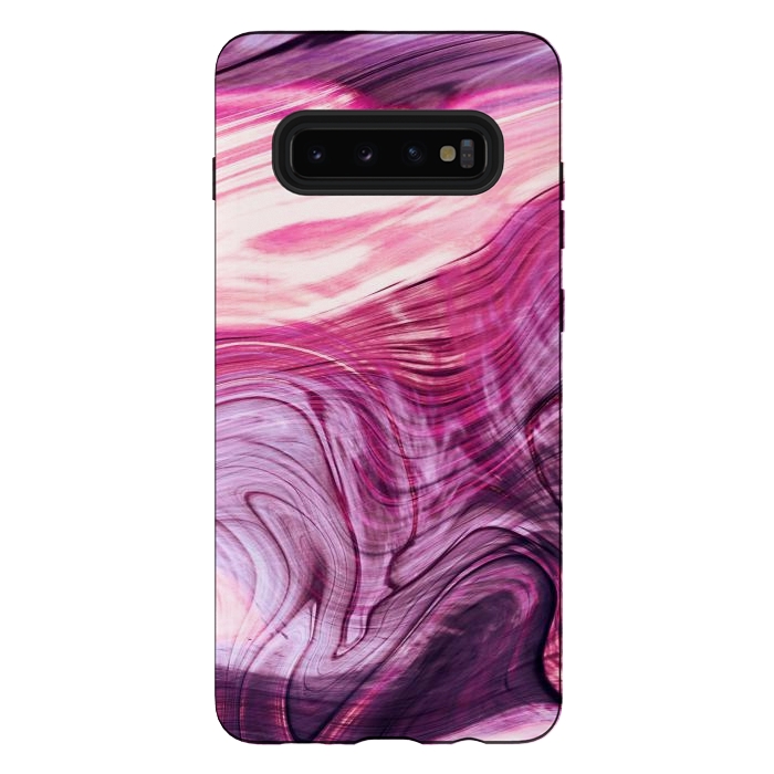 Galaxy S10 plus StrongFit Pink purple marble waves by Oana 