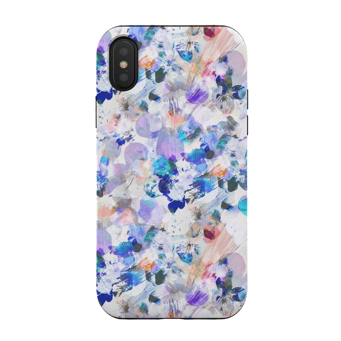 iPhone Xs / X StrongFit Splattered blue lavender pansy petals by Oana 