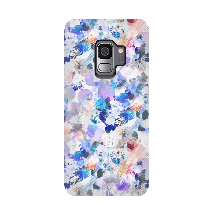 Galaxy S9 StrongFit Splattered blue lavender pansy petals by Oana 