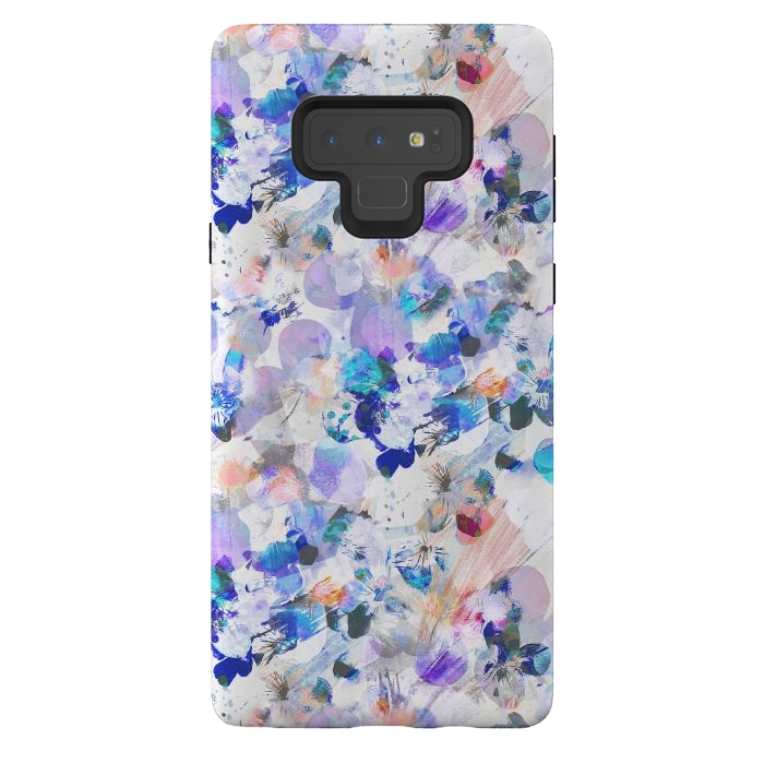 Galaxy Note 9 StrongFit Splattered blue lavender pansy petals by Oana 