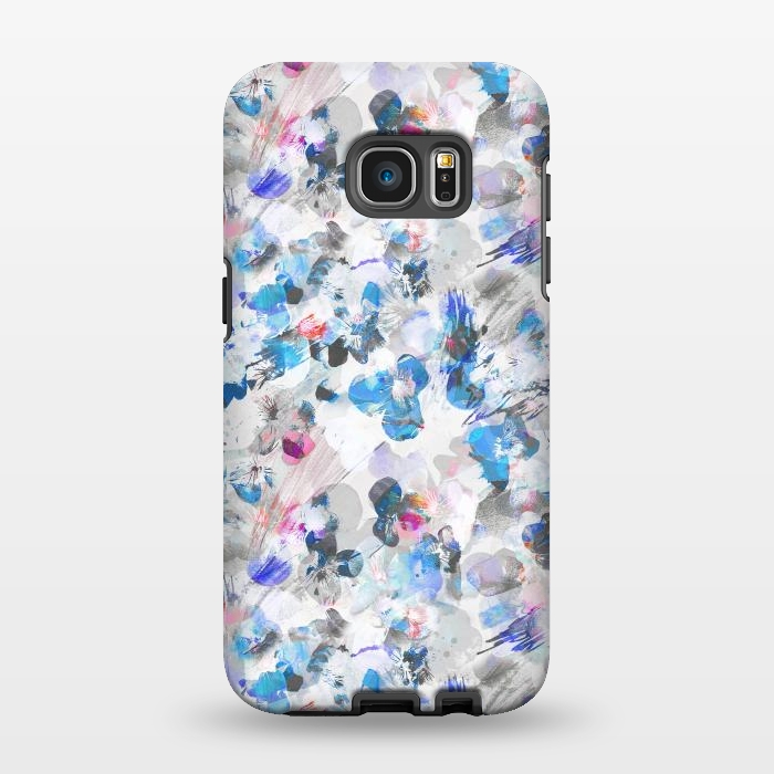 Galaxy S7 EDGE StrongFit Watercolor splattered pansies by Oana 