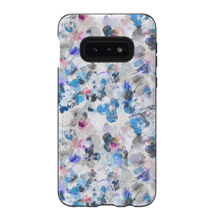 Galaxy S10e StrongFit Watercolor splattered pansies by Oana 