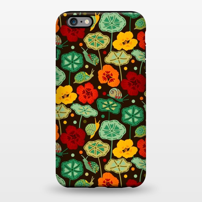 iPhone 6/6s plus StrongFit Nasturtiums & Snails On Brown  by Tigatiga