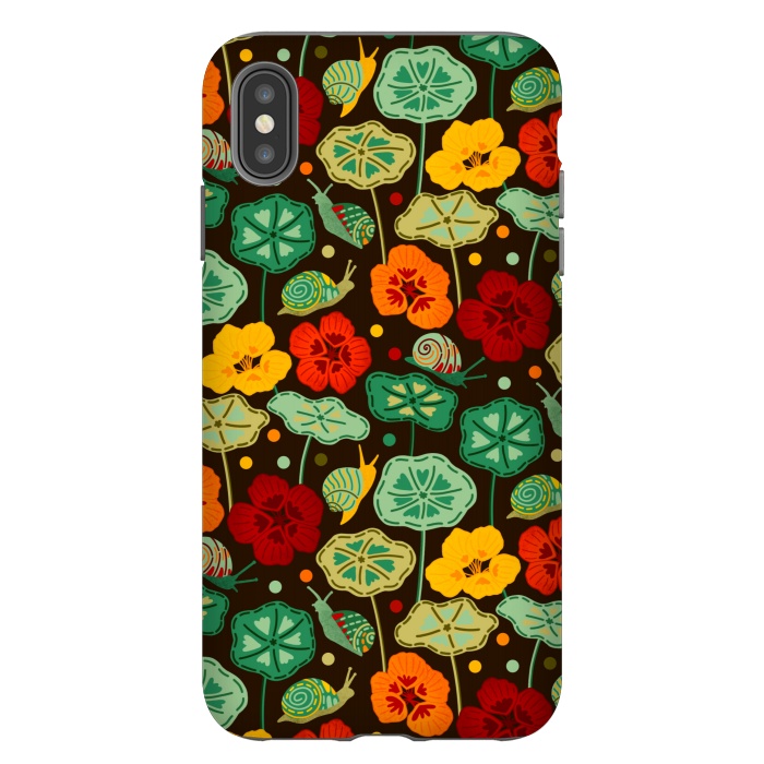 iPhone Xs Max StrongFit Nasturtiums & Snails On Brown  by Tigatiga