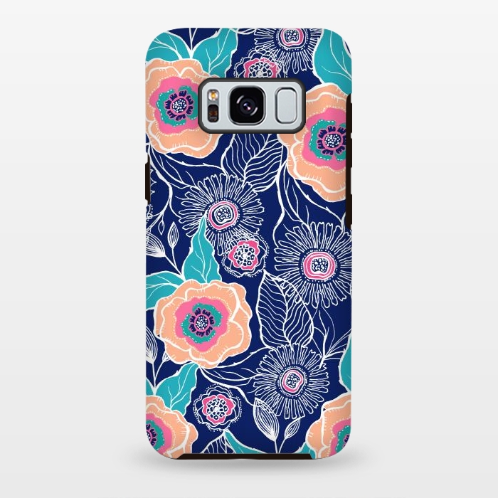 Galaxy S8 plus StrongFit Floral Poppy by Rose Halsey