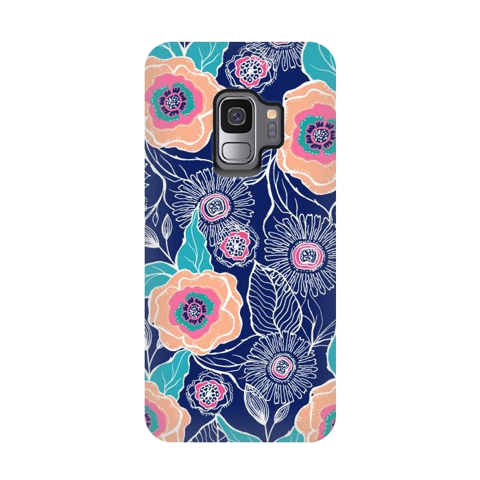 Galaxy S9 StrongFit Floral Poppy by Rose Halsey