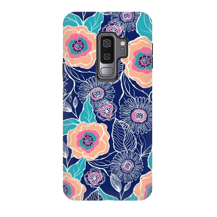 Galaxy S9 plus StrongFit Floral Poppy by Rose Halsey