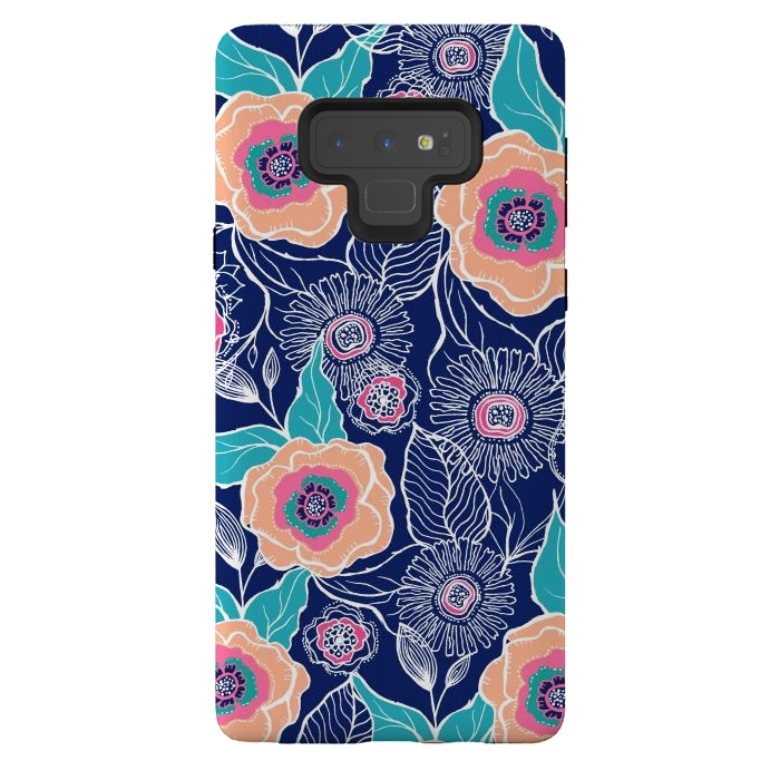 Galaxy Note 9 StrongFit Floral Poppy by Rose Halsey