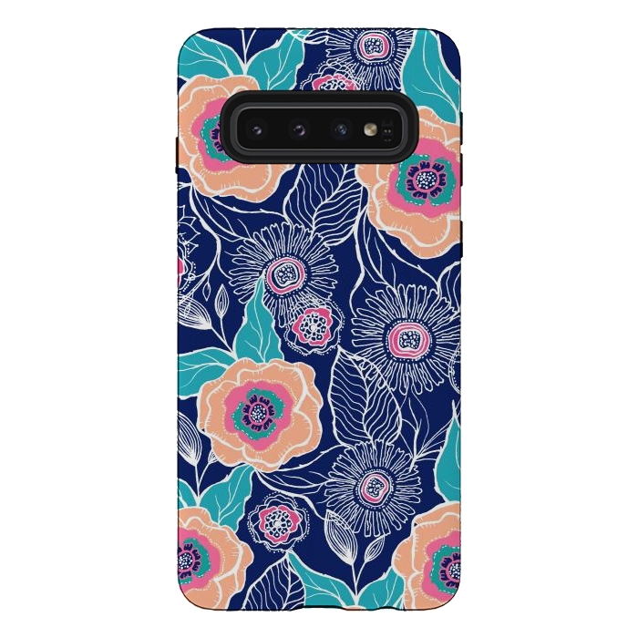 Galaxy S10 StrongFit Floral Poppy by Rose Halsey