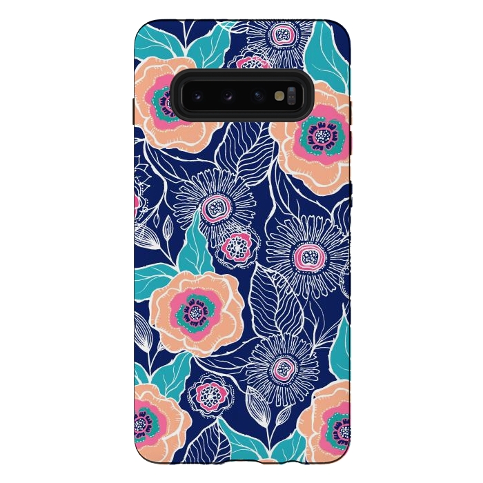 Galaxy S10 plus StrongFit Floral Poppy by Rose Halsey