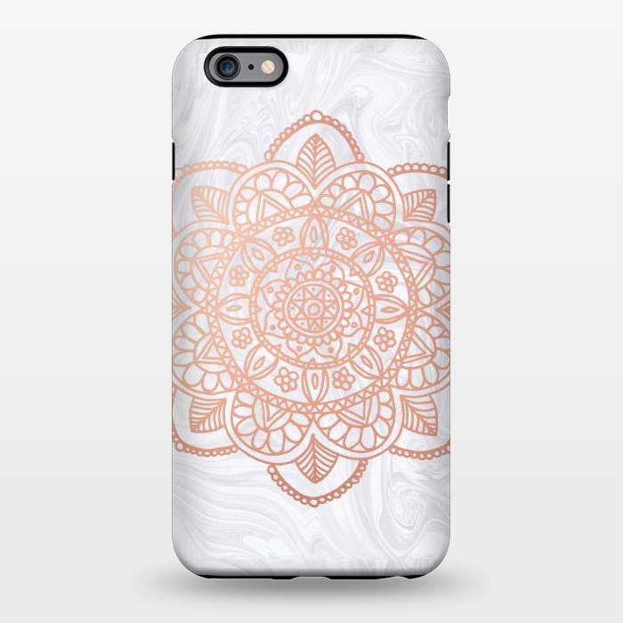 iPhone 6/6s plus StrongFit Rose Gold Mandala on White Marble by Julie Erin Designs