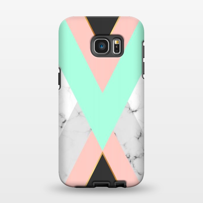 Galaxy S7 EDGE StrongFit Marbled Aquamarine In Vertical by ArtsCase