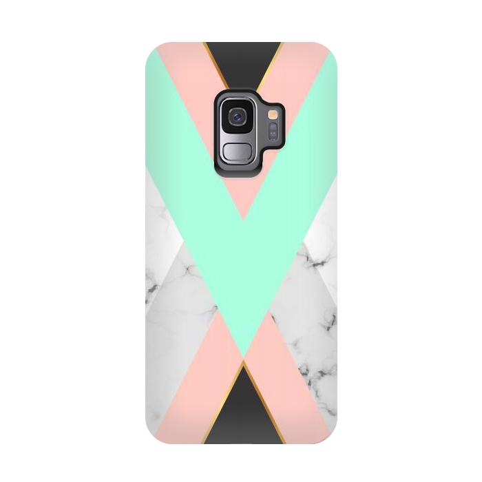 Galaxy S9 StrongFit Marbled Aquamarine In Vertical by ArtsCase