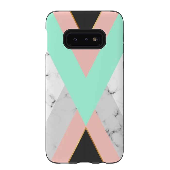 Galaxy S10e StrongFit Marbled Aquamarine In Vertical by ArtsCase