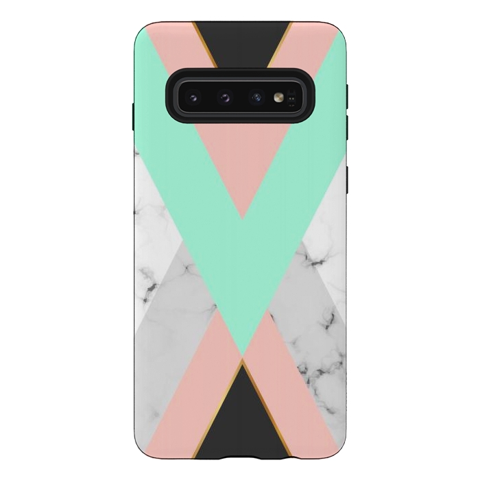 Galaxy S10 StrongFit Marbled Aquamarine In Vertical by ArtsCase