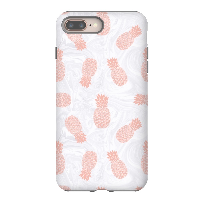 iPhone 7 plus StrongFit Pink Pineapples on White Marble by Julie Erin Designs