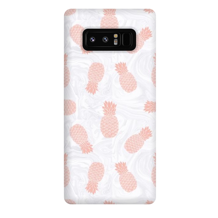 Galaxy Note 8 StrongFit Pink Pineapples on White Marble by Julie Erin Designs