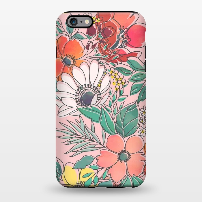 iPhone 6/6s plus StrongFit Cute girly pink floral hand drawn design by InovArts