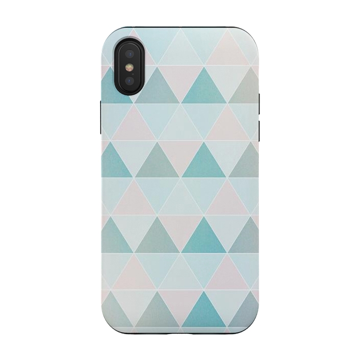 iPhone Xs / X StrongFit Pink blue Triangles  by Jms