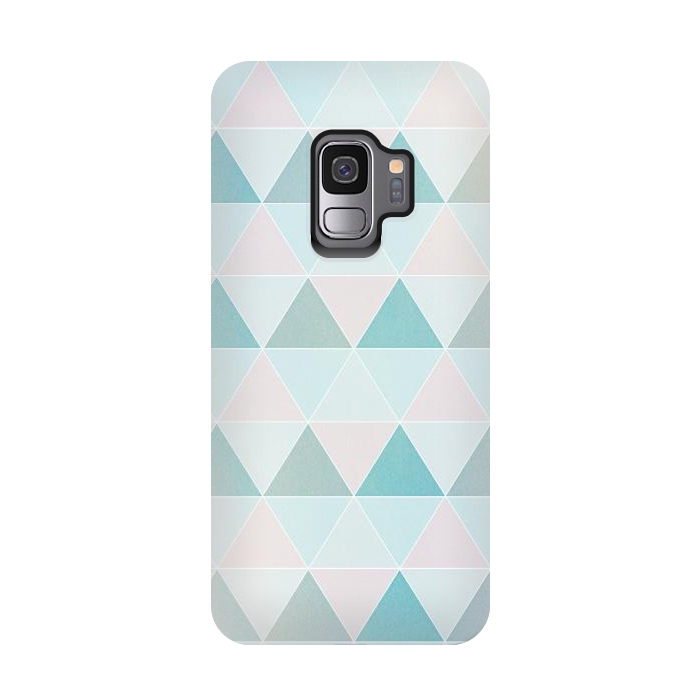 Galaxy S9 StrongFit Pink blue Triangles  by Jms