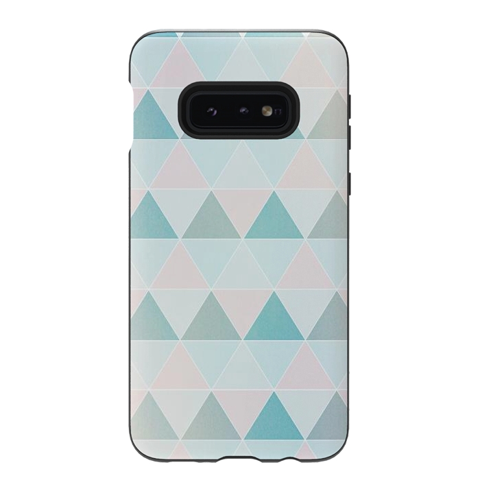 Galaxy S10e StrongFit Pink blue Triangles  by Jms