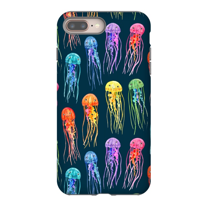iPhone 7 plus StrongFit Little Cute Rainbow Jellyfish on Dark by Micklyn Le Feuvre
