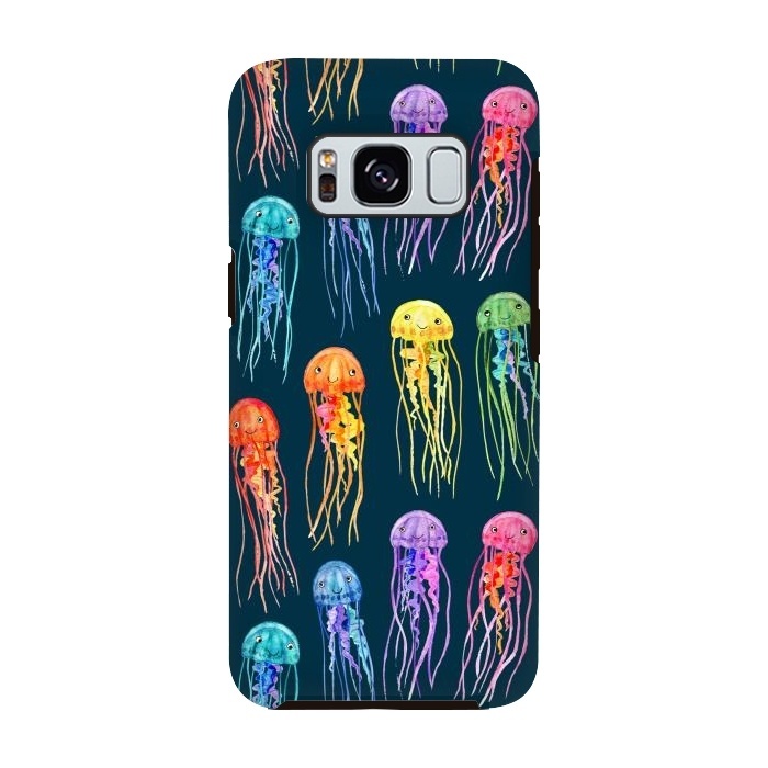Galaxy S8 StrongFit Little Cute Rainbow Jellyfish on Dark by Micklyn Le Feuvre