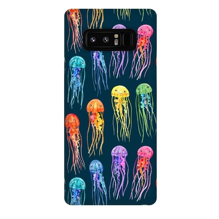 Galaxy Note 8 StrongFit Little Cute Rainbow Jellyfish on Dark by Micklyn Le Feuvre
