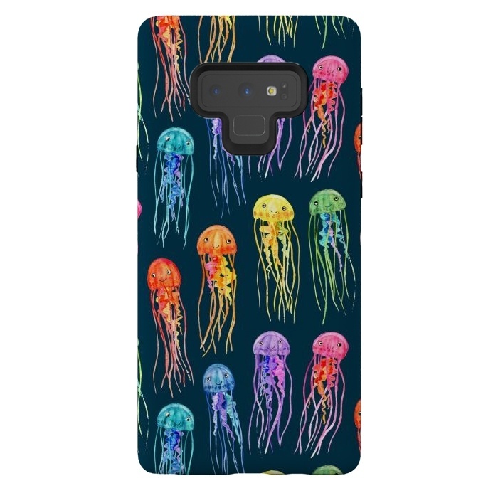 Galaxy Note 9 StrongFit Little Cute Rainbow Jellyfish on Dark by Micklyn Le Feuvre