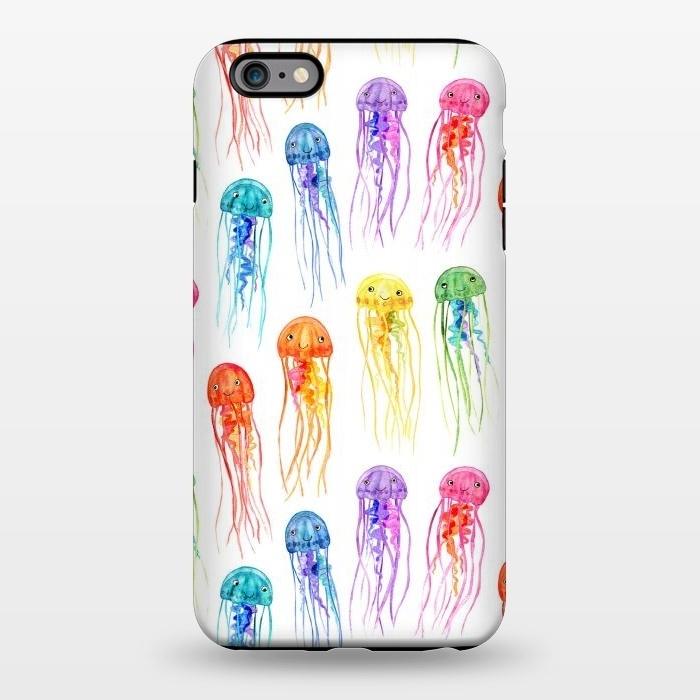iPhone 6/6s plus StrongFit Cute Little Rainbow Jellyfish on White by Micklyn Le Feuvre