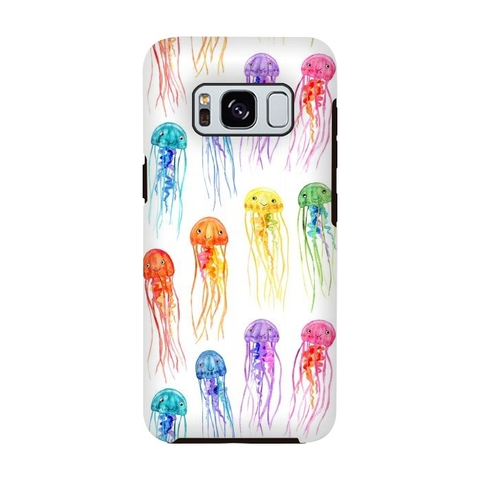 Galaxy S8 StrongFit Cute Little Rainbow Jellyfish on White by Micklyn Le Feuvre