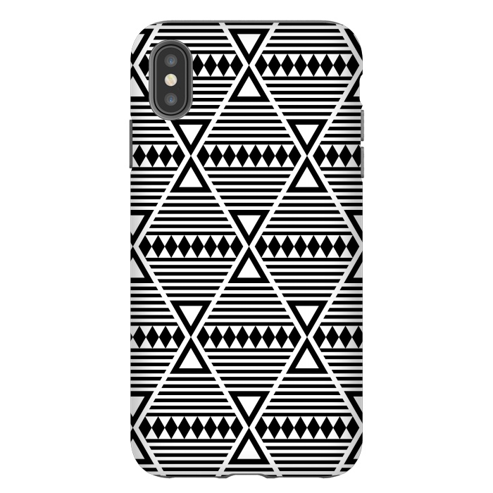 iPhone Xs Max StrongFit black tribal triangles  by TMSarts